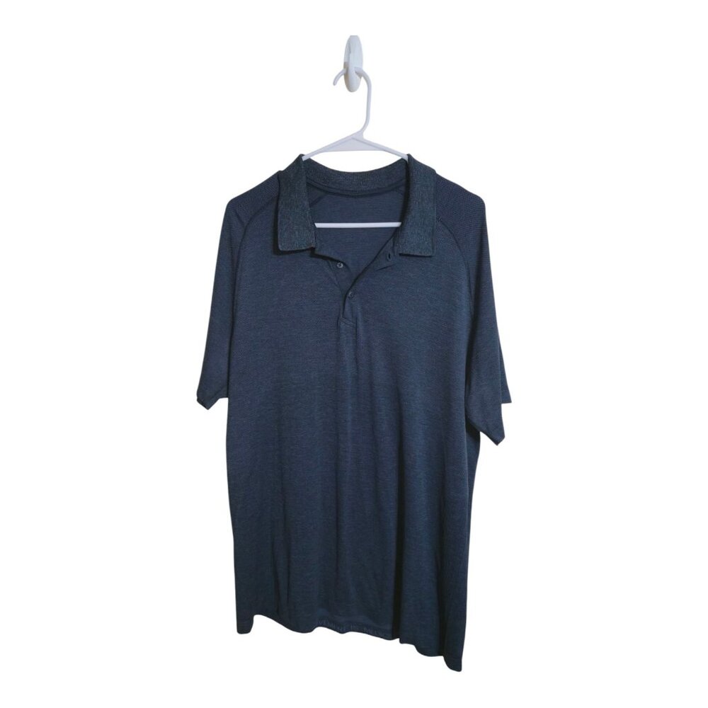 Lululemon Shirt Men XL Blue Metal Vent Tech Polo Athleisure Golf Tennis Preppy